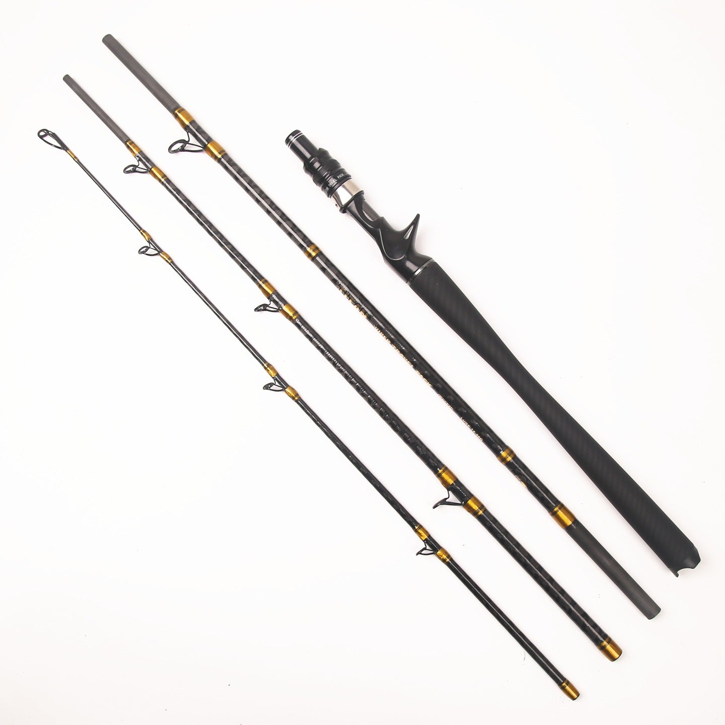 Cross-Border Wholesale Four-Section Multi-Section Xh Portable Short-Section Lightning Strong Rod Boat Fishing Snakehead Rod Heavy Grass Black Lure Rod